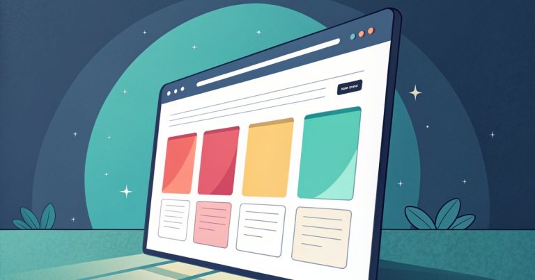 Interface web composée de blocs colorés générés par IA