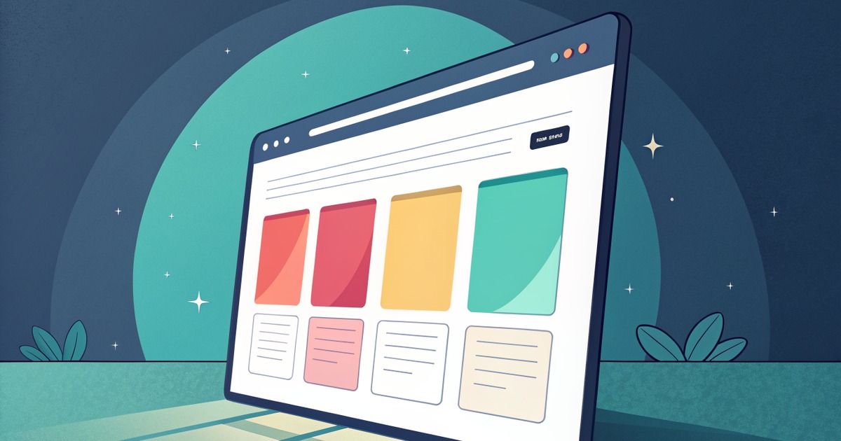 Interface web composée de blocs colorés générés par IA