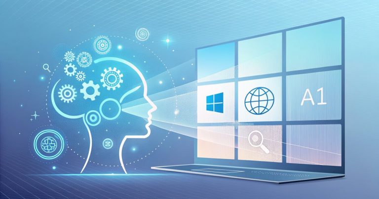 Illustration agents IA Windows 11 dans la barre des tâches