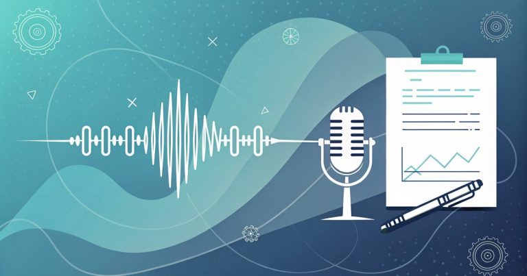 Illustration d'une onde sonore se transformant en notes structurées — comparatif des outils de prise de note IA 2026