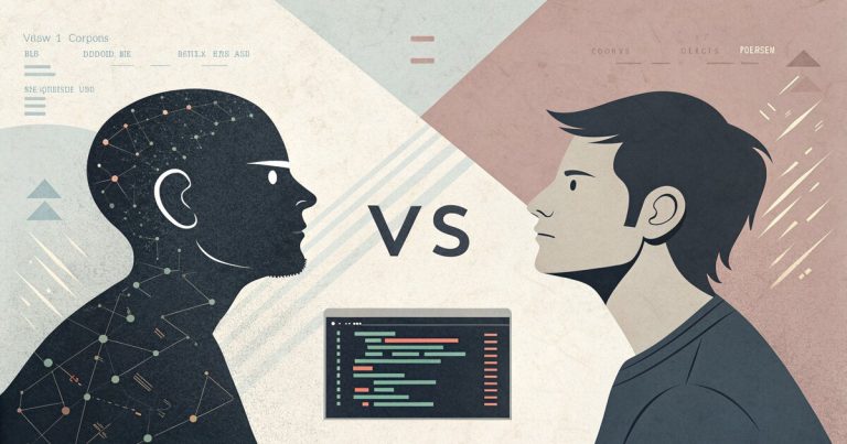 Illustration abstraite comparant Claude Code et Cursor, deux assistants IA pour coder