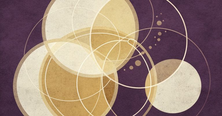 Illustration abstraite en cercles dores representant l'agent Mistral Vibe
