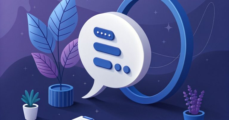 Illustration vectorielle d une bulle de conversation entouree d un anneau bleu