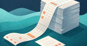 Pile de documents et feuille de tableur qui se déroule