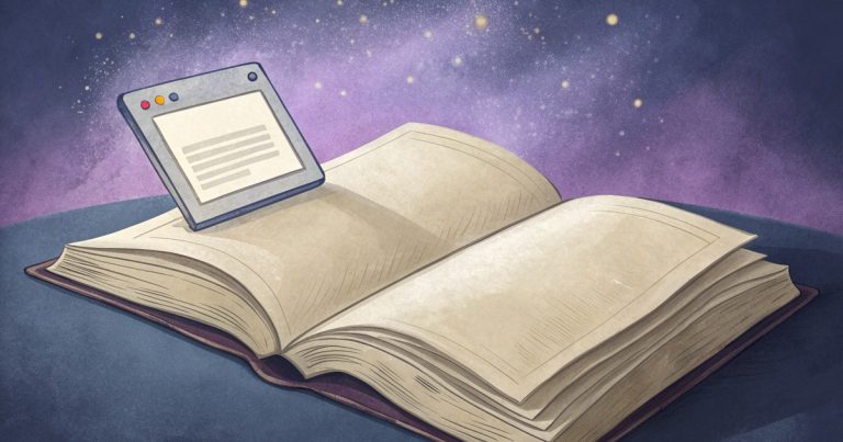 Fenêtre de ligne de commande posée sur un livre ouvert, illustration de Codex CLI